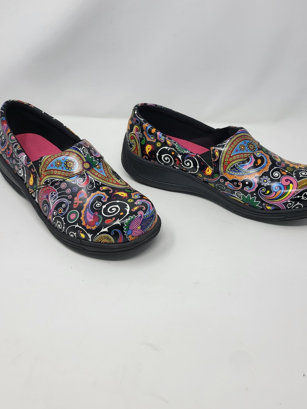 Laforst Women's Slip-On Nursing Shoe - Black Multi Paisley